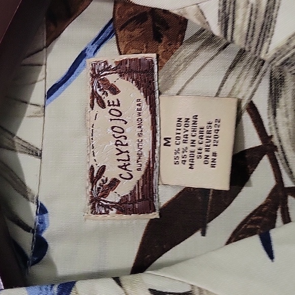 Calypso Joe Men’s Hawaiian Short Sleeve Button Front Shirt Size Med - Picture 7 of 10